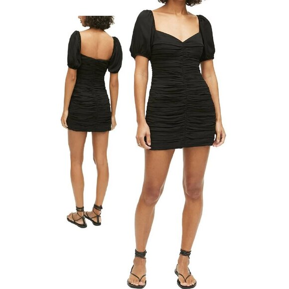 NWT RHODE ESME BLACK RUCHED MINI DRESS SIZE 4 - Picture 1 of 6